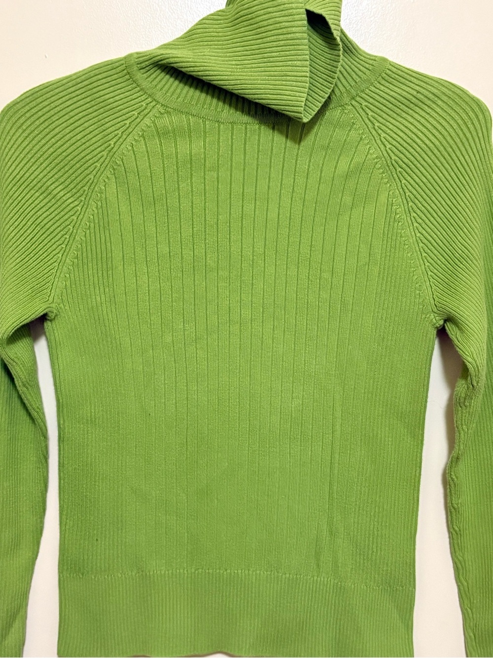 Bright Green Ribbed Cowl-Neck Sweater - Picture 3 of 8